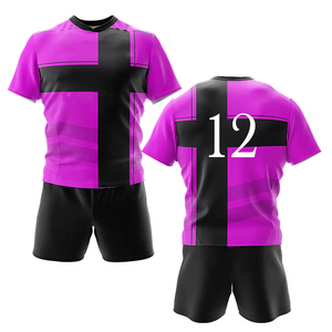 Conjunto de Camiseta de Fútbol Personalizada para Hombre en Azul y Negro con Bloques de Color, Absorbente de Humedad, Manga Corta, 100% Poliéster, Impresión Sublimada - Product Image 2