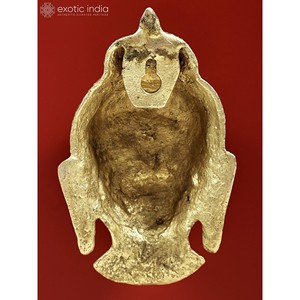 Ídolo de cabeza de Buda de latón de 5 pulgadas hecho a mano en la India máscara colgante de pared - Product Image 3