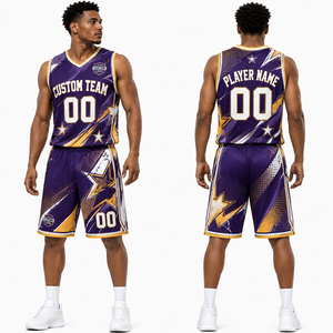 Uniforme de Baloncesto con Diseño Geométrico Personalizado, Conjunto de Camiseta y Pantalones Cortos para Equipo, Fabricante y Proveedor al por Mayor, Malla, Venta al por Mayor - Product Image 3