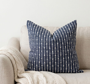 20 × 20 Inch Beige Handloom Woven <b>Cushion</b> Cover Fine Horizontal Stripe Textured Throw <b>Pillow</b> Decorative Accent <b>Pillow</b> - Product Image 2