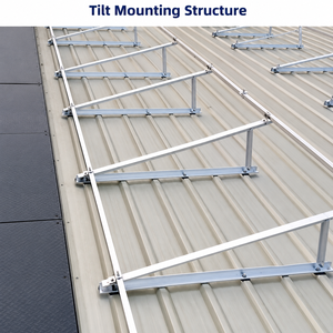 Système de montage de panneaux solaires en aluminium inclinables en gros pour toitures métalliques avec supports et rails - Product Image 1