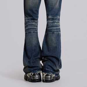 Pantalones Vaqueros de Hombre, Corte Recto, Cintura Media, Lavado Claro, Ajuste Holgado, Estilo Casual de Invierno, Desgastados, 100% Algodón Tejido - Product Image 4
