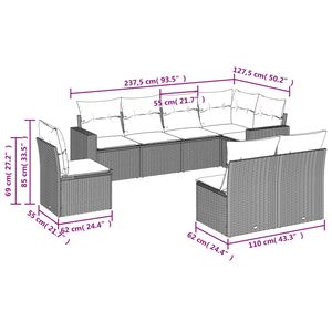 Juego de sofá de jardín con pies ajustables grandes en beige PE Rattan Pies ajustables - Product Image 3