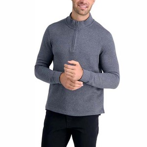Sudadera de Golf Casual Deportiva para Hombre, Transpirable, 100% Algodón, Forro Polar, Invierno, Tejido de Punto, Cuello Alto con Media/Cuarta Cremallera, Manga Larga - Product Image 1