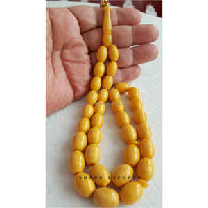 Résine d'ambre jaune de qualité supérieure Tasbih ovale Misbaha Subha Tespih Sibha islamique Dhikr perles de prière pour les musulmans et chapelet de méditation - Product Image 1