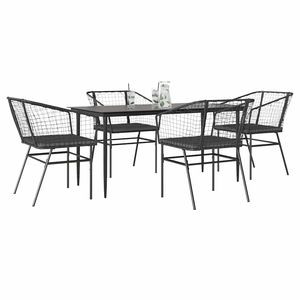 Set da Pranzo da Giardino Grigio Scuro per 4 Persone, Arredamento Esterno in Metallo Contemporaneo Resistente alle Intemperie - Product Image 1