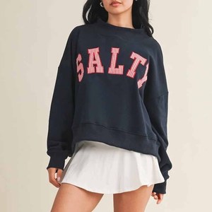 Sudadera de Felpa de Algodón con Cuello Redondo y Cuello Alto, Bordado Chenille con Letras Griegas, Venta Directa de Fábrica Dilly Dally - Product Image 3