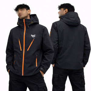 Veste streetwear imperméable Y2K en gros avec fermeture éclair orange - Vêtements de sport d'extérieur pour hommes - Product Image 4