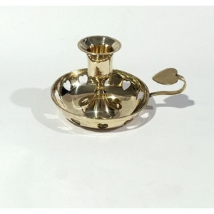 New Arrival Brass Candlestick Holder with Heart Cutouts and Handle for Valentine's Day Home <b>Decoration</b> - Product Image 1