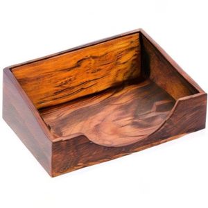 Porte-serviettes rectangulaire élégant en bois, design boîte de taille standard avec façade incurvée, parfait pour la décoration de la cuisine et de la table à manger. - Product Image 3