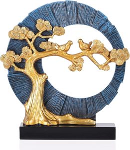 Estatua de Resina con Flores Doradas, Diseño Art Deco, Impermeable, Hecha a Mano, Ecológica, Ligera, Decoración de Mesa para Interiores, Sala de Estar - Product Image 1