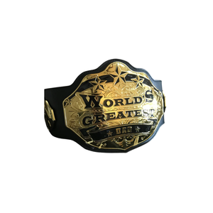 Ceinture de champion du monde pour le meilleur papa, qualité supérieure, cuir noir avec détails dorés, cadeau idéal pour la fête des pères - Product Image 1
