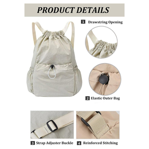 SHAGHAF SPORTS WEAR Custom white Microfiber <b>Drawstring</b> Backpack for Men Women | <b>Waterproof</b> Sports Gym <b>Bag</b> | Lightweight Travel - Product Image 6