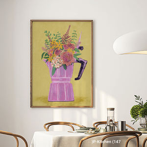 Arte de pared en lienzo para cocina, ilustración de naturaleza muerta con florero, decoración artística para pared del hogar - Product Image 2