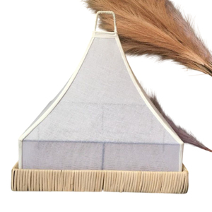 Couverture de plateau en lin faite à la main avec base décorative, élégante tente alimentaire en tissu en forme de cloche pour desserts de mariage et d'événements - Product Image 5