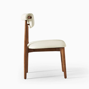 Chaise de salon en teck massif pour restaurant, chaise de salle à manger d'extérieur en teck avec coussin en cuir synthétique - Maria - Product Image 3