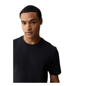 T-shirt en coton noir pour homme, manches courtes, col rond, coupe classique, jersey décontracté, couleur unie, design simple - Product Image 4