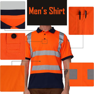 Camiseta de Seguridad Reflectante de Alta Visibilidad en Color Naranja Intenso, Estilo Manga Corta, Tejido Transpirable, Bolsillo en el Pecho, Tipo Polo - Product Image 3