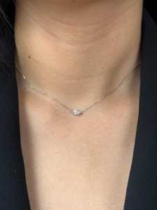 Colliers pendentifs en diamant de petite taille en or massif 14 carats, diamant de laboratoire taille marquise serti à griffes, certifié, pour usage quotidien, style minimaliste - Product Image 4