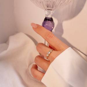 Zircon <b>Ring</b> 925 <b>Sterling</b> <b>Silver</b> 14K Gold Plated <b>Adjustable</b> Dainty <b>Ring</b> Gift For Her Jewelry - Product Image 3