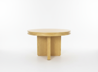 Ensemble de table basse moderne avec 4 chaises en frêne massif et placage MDF, table ronde finition naturelle