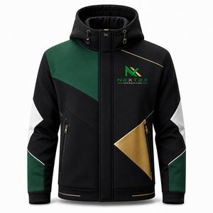 Sudadera con Capucha para Hombre, Talla Grande, Invierno, Cierre Completo, Bloques de Color, Impresión Digital, Paneles en Contraste, Ropa Deportiva Casual - Product Image 6