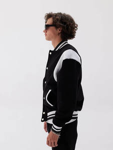 Vestes de baseball vintage pour hommes, vierges, bicolores, avec broderie de patchs chenille personnalisés - Product Image 3