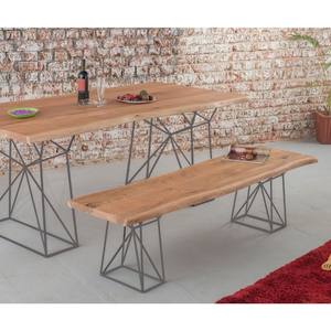 Vandana Royal Mark <b>bench</b> in solid <b>wood</b> with grey metal legs - Product Image 2