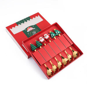 Christmas Gift 4PCS Stainless Steel Teaspoon Set Decorative Handle Tea <b>Coffee</b> <b>Spoons</b> with Gift Box - Product Image 1