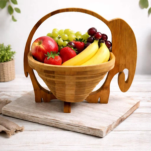 <b>Large</b> Capacity Wooden Fruit <b>Basket</b> For Organizing Seasonal Fruits And Decorative Kitchen Counter Display - Product Image 1