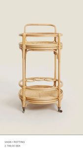 Lightweight Rattan Beverage <b>Serving</b> <b>Trolley</b> With Durable Structure And Spacious Shelving For Commercial Hotels - Product Image 1