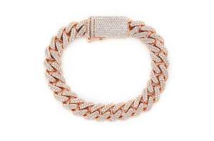 Bracelet chaîne en or massif 24 carats pour homme, serti de diamants taille brillant ronds, micro-incrustation, luxe, usage quotidien - Product Image 3
