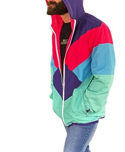 Veste coupe-vent zippée grande taille personnalisée 2026, style jogger, en polyester, coupe-vent, imperméable, color block - Product Image 4