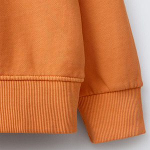 Conjunto de 2 Piezas de Sudadera y Pantalones Cortos Color Naranja, Cuello Redondo, Color Sólido, Ropa Casual de Punto - Product Image 6