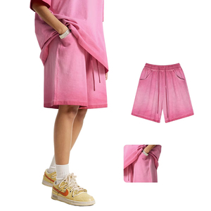 Shorts décontractés surdimensionnés pour hommes en coton lavé uni avec taille élastique et cordon de serrage – Style streetwear estival - Product Image 1