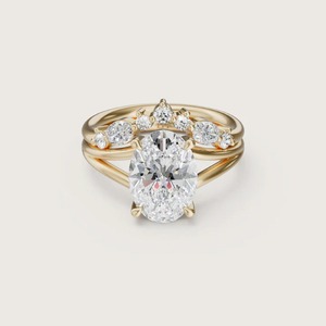 3CT Lab Diamond Oval Cut 14k Solid Gold Solitaire 4 Prong Setting 2MM <b>Split</b> Band Engagement <b>Ring</b> VS+ F Color /IGI Certified - Product Image 1