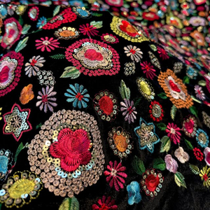 Velvet Embroidered Fabric For Abaya Kaftan Modest Wear Gulf UAE Designer Garment Textile Export Quality <b>Material</b> For Fashion Hub - Product Image 1