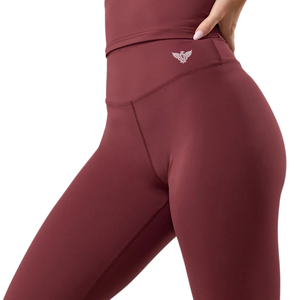 Women's Casual High Waist Full Length Seamless Solid Breathable Quick Dry Stretch Wine <b>Red</b> Fitness Leggings Comfortable Yoga - Product Image 4