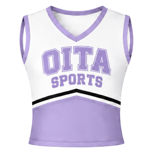 Ensemble d'uniforme de cheerleading violet lavande, haut sans manches à col en V, jupe plissée, tenue de sport pour compétition de danse d'équipe, entraînement sportif - Product Image 3