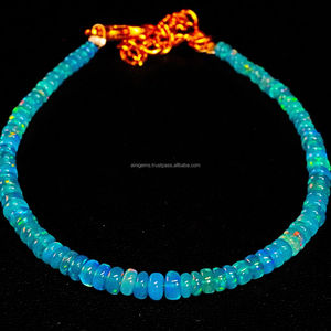 Pulsera de ópalo etíope natural, pulsera de ópalo Paraiba, cuentas de tamaño 3mm-4mm, gemas de ópalo etíope pulidas suaves - Product Image 1