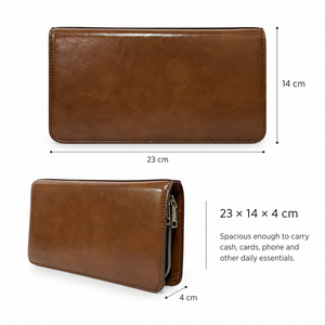 Genuine Leather Long <b>Wallet</b> <b>Women</b> Zipper Clutch Large Capacity Fashion Daily Use - Product Image 2