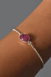 Rose Cut <b>Ruby</b> <b>Bracelet</b> 925 Sterling Silver Cable Chain July Birthstone Minimalist Jewelry Gift For Women - Product Image 4