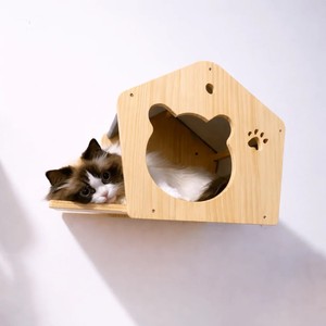 Cama para Gatos Moderna de Madera de Alta Calidad con Techo de Tela Resistente a los Arañazos, Mueble Cueva para Mascotas de Interior, Hecho en Vietnam - Product Image 5