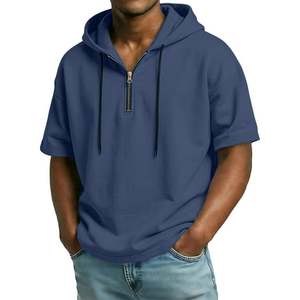 Sudadera con Capucha de Manga Corta para Hombre, Estilo Retro, 100% Algodón, 280g, con Cierre de Cremallera 1/4, Talla Grande, Diseño Personalizado, Fabricación OEM, Venta al Por Mayor - Product Image 3