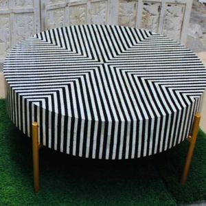 Mesa de Centro Moderna con Incrustaciones de Hueso, Diseño de Mosaico Elegante, Mueble Hecho a Mano, Centro de Sala de Lujo, Decoración para el Hogar - Product Image 2