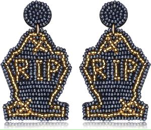 Boucles d'oreilles pendantes vintage brodées en gros pour Halloween, Noël, le réveillon du Nouvel An et les événements chrétiens, motif en forme de crochet - Product Image 5