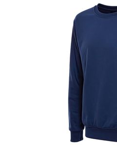 <b>Women's</b> Navy Blue Crew Neck <b>Sweatshirt</b> Regular Fit Full Sleeve 100% Polyester Woven Solid Color Autumn Winter Wear Front Logo - Product Image 4