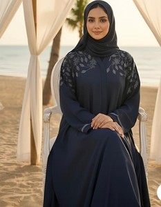 Vestidos Largos de Lujo en Poliéster Suave Antiestático para Ropa Islámica, Moda de Manga Larga, Abaya Musulmana para Mujer, Estilo Oriente Medio - Product Image 6