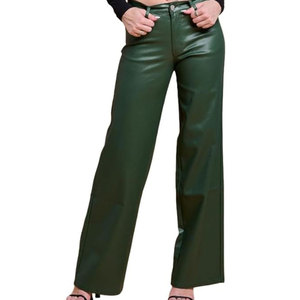 Pantalons en cuir pour femmes, coupe slim, taille haute, en cuir véritable doux, tendance, à vendre - Product Image 1