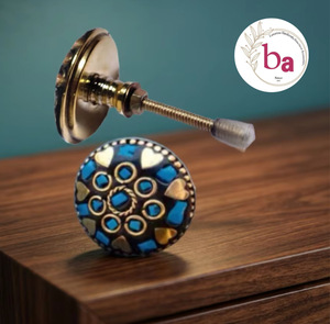 Poignée de meuble ronde en laiton avec motif mosaïque, style industriel, pour la maison et le bureau, écologique, installation facile, durable - Product Image 1